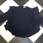 Ulla Johnson Ruffle Sleeves Crewneck Sweater Dark Navy Blue Pullover Cashmere S Photo 0