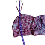 Agua Bendita Mariana Top Red White Plaid Crop Keyhole Detail Size Small Photo 5