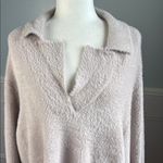 Gentle Fawn Abby Collared Pull Over V-Neck Sweater in Soft Pink, Pearl Sz Large Photo 3