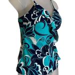 Vintage Jamaica Bay 1990s Ruffled Front Paisley Print Tankini Swim Top 8 Photo 1