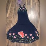 Anthropologie Floreat floral Navy
Blue Embroidered Maxi Dress boho formal fall Black Size 10 Photo 13