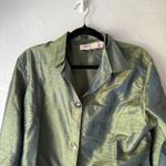 anii Vintage 90s Women's Green Silk Button Up Top Shirt L Metallic Artsy Fairy Size L Photo 3