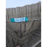 Blue Fish Women's Olive Green Wide Leg Pants Boho Art Print Pockets Size 2 Photo 3