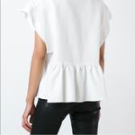 IRO White Boxy Ruffle Short Sleeve Shirt Photo 1