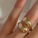 Boutique NEW Yellow Gold S925 Water Drop Open‎ Wrap Band Ring, Adjustable Photo 0