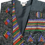 Vintage Effeci Black Sequin Beaded Suit Vest Geometric Abstract Art Medium Photo 2