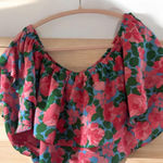 Sugar Lips  Pink and Orange Off-Shoulder Ruffled Cropped Blouse Photo 0