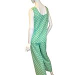 Vintage 1970s Geometric Knit Flare Leg Pants Medium Green Photo 7