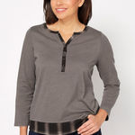 Belle by Kim Gravel Women's Knit Top with Flannel Trim Photo 0