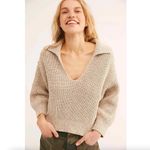 Free People Womens Size Large Love This City Blue Knit Collared Sweater Bohemian Photo 7