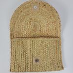 Mud Pie Womens Envelope Clutch Beige Woven Straw Metallic Tassels Boho Handmade Photo 2