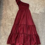 Mac Duggal ‼️ Red Organza One Shoulder Pleated Gown‼️ Photo 2