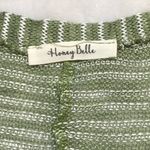 Honey Belle  Women's Rayon Blend Green Striped V-Neck‎ Relaxed Sweater Size Large Photo 7