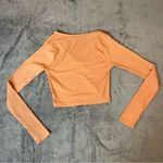 Missguided  Pink Coral Ribbed V-neck Long Sleeves Crop Top Coquette Size 6 Photo 5