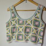 Green and White Crochet Crop Tank Top Size M Size M Photo 1