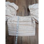 Mimosa Beige Gingham Puff Sleeve Crop Top Smocked Back Size Small Photo 5
