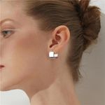 Chunky 925 Silver Square Hoop Earrings Photo 2