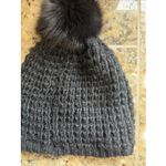 Kyi Kyi Canada Classic Black Genuine Fox Fur Pom Knit Wool Blend Beanie Hat Cap Photo 3