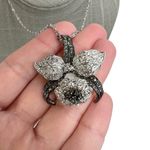 Nolan Miller Pavé Orchid Flower Pendant Chain Necklace Silver & Gray Photo 1