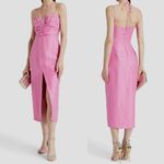 NEW Rasario Dress Pink Linen Crystal Buckle Midi Cocktail Shift Dress Size US 4 Photo 11