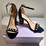 Madden Girl  Bitsyy Black Suede Block Heel With Faux Pearls Strappy Party New‎ 9 Photo 3