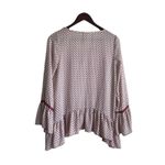 About A Girl Women Top M Maroon Flouncy Hem Floral Print Boho Festival Hippie Photo 2