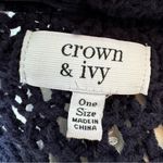 Crown & Ivy  Open Knit Cowl Neck Poncho Oversized One Size Fits Most Navy‎ Blue Photo 5