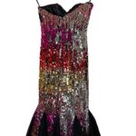 Jovani Long Multi Sequin Prom Dress Size 6 Mermaid Tulle Underlay Strapless 4210 Photo 9