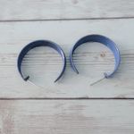 Vintage Stud Earrings Darker Shade of Sky Blue Tone Hoops Photo 3