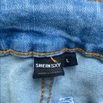 SheIn  Light Blue Straight Leg Jeans Womens Sz Large Blue Distressed Light Wash Photo 2