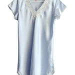 Oscar de la Renta  blue satin lace trim nightgown Small Photo 0