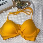 Shade & Shore -Shore Padded Sexy Yellow Textured Twist Front Bikini Top 34B. Photo 0