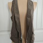 ZARA Basic Brown Open Front Vest Size L Lined Academia Preppy Classic Photo 0