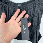 Lulus  Black Square Neck Puff Sleeve Cropped Peplum Top Size S NWT Photo 6