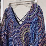 Liberty Love  Colorful blouse high low hem womens 1X oversized flowy Photo 1