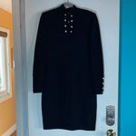 St. John Evening Basics Black Knit Dress Size M /8 with Silvertone Buttons Photo 2