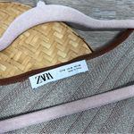 ZARA  brown & blue‎ striped button cropped cardigan women’s size M Photo 5