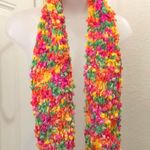 2000s Y2K colorful multicolored rainbow shirred stretchy soft scarf yellow pink green red #boho #cottagecore #fairycore #hippie #indie country western Photo 1