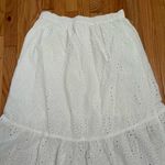 Joie  White Eyelet Embroidered Maxi Skirt Boho Coastal Cotton Ruffle Skirt Size L Photo 7
