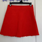ZARA EUC | women’s bright orange tweed distressed hem miniskirt — XS Photo 0