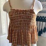 SO  Orange and White Smocked Gingham Camisole Top Photo 0