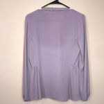 Neiman Marcus Women’s Chiffon Neck Tie Button-Up Lilac Long Sleeve Blouse Photo 6