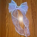 Pink pearled large bow hair clip White Photo 2