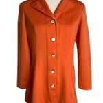 Buttons Vintage 70s Leisure Pant Suit S Orange Stretch Knit Pockets Zipper Photo 1