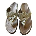 Ecco  Leather Flower Sandals Women’s Size 39 (US 8.5) – White Comfort Slides Photo 2