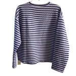 J.Crew  reversible crewneck sweatshirt quilted boxy lavender navy blue Medium NWT Photo 1