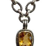 Sterling Silver Faceted Golden Orange Citrine  Open Cable Link Necklace Photo 4
