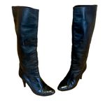 Anne Klein VINTAGE 1980'S BLACK LEATHER HEELED CALF HIGH BOOTS (6) Photo 5