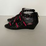 Betsey Johnson Betsy Johnson Sandals Bollt Gladiator Strappy Cutout Black Pink Accents Size‎ 8 Photo 1