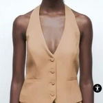 Jason Wu  Halter V Neck Button Up Sleeveless Vest Camel Tan XS Photo 0